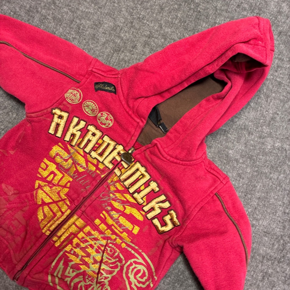 Akademiks Zip Up Hoodie‎ Kids 12M Red Graphic Y2K Streetwear